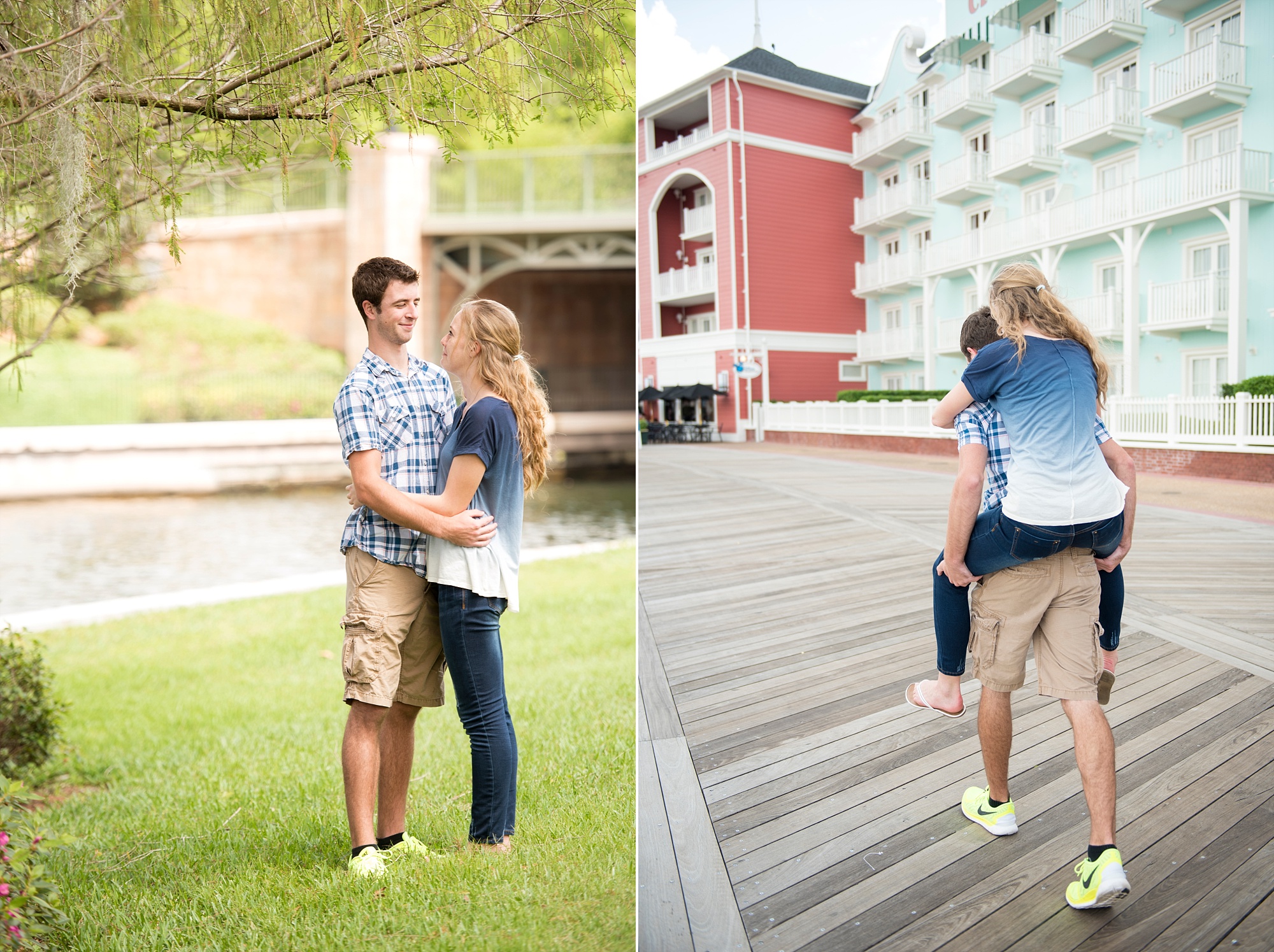 couples photoshoot disney world boardwalk
