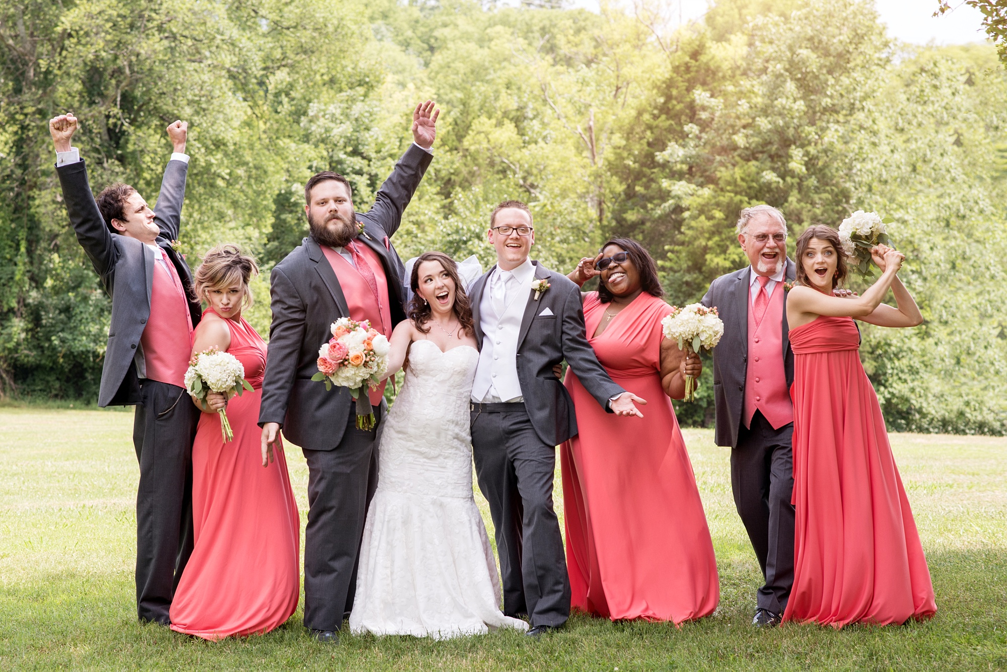 Coral & Gray Wedding at Grace Place church outside of Nashville Tennessee