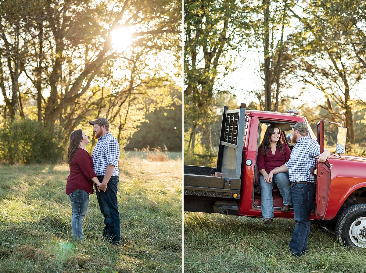 Golden hour photos of couple in a field