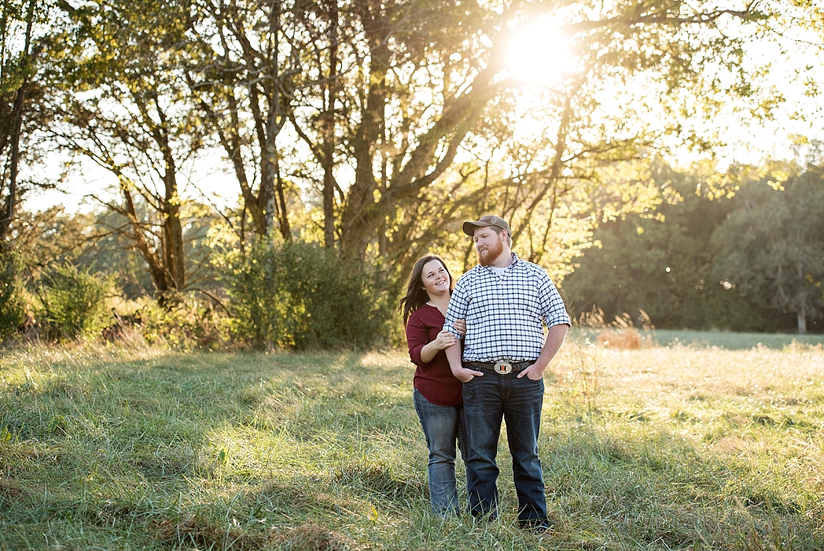 Golden hour photos with fiance in a field