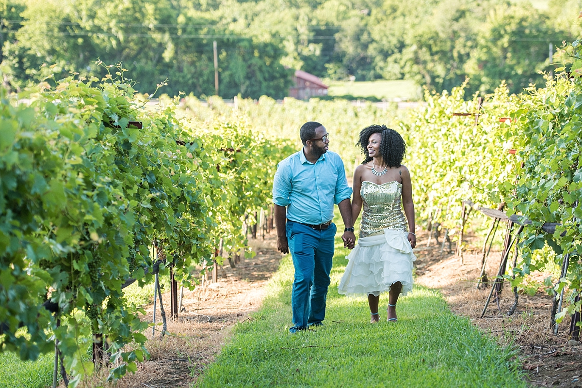 Walking with husband in vineyard