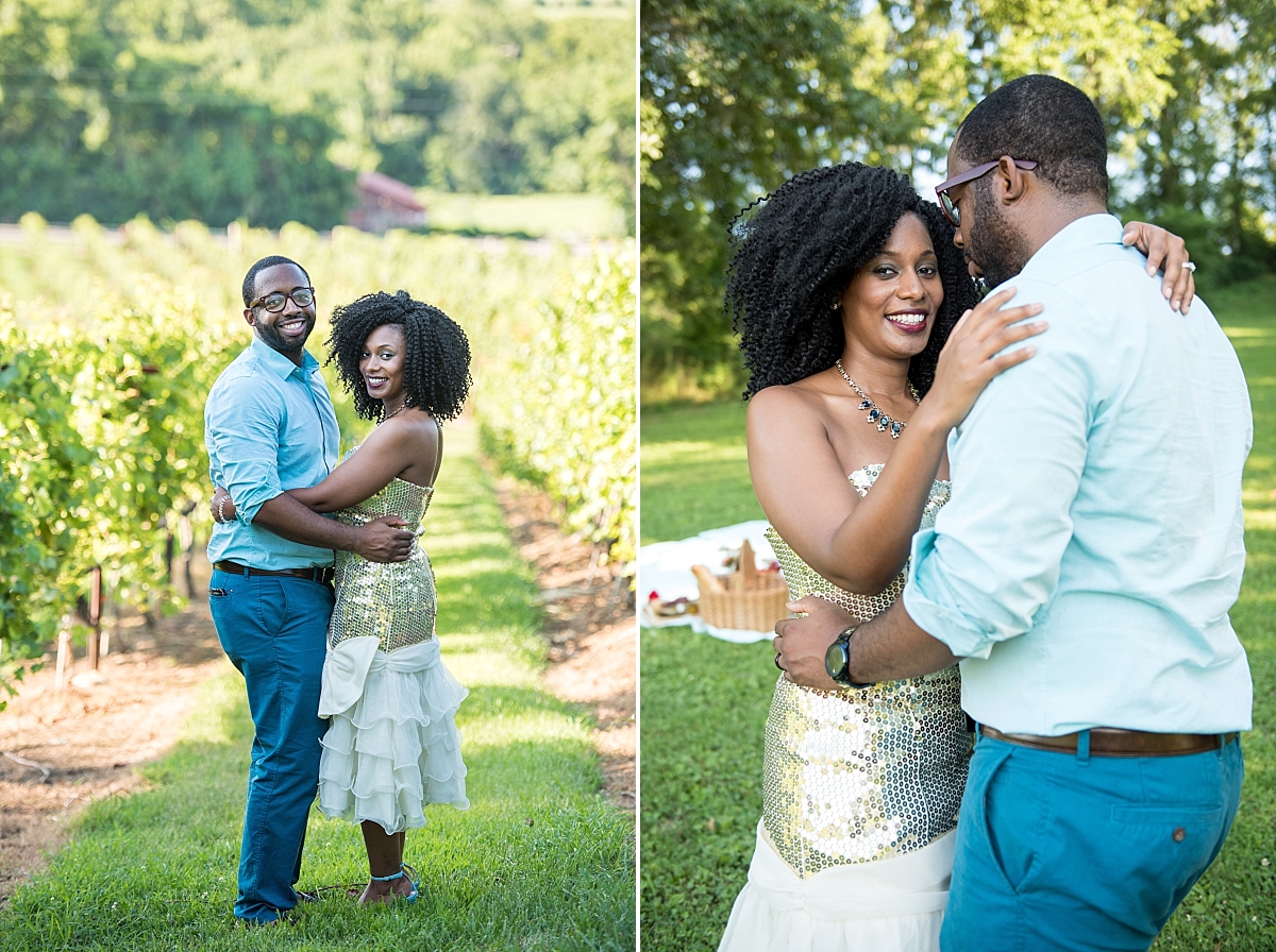 Husband and wife photoshoot in vineyard outside Nashville