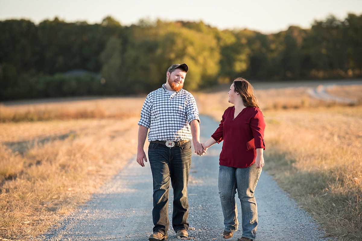 Couples walking down country road