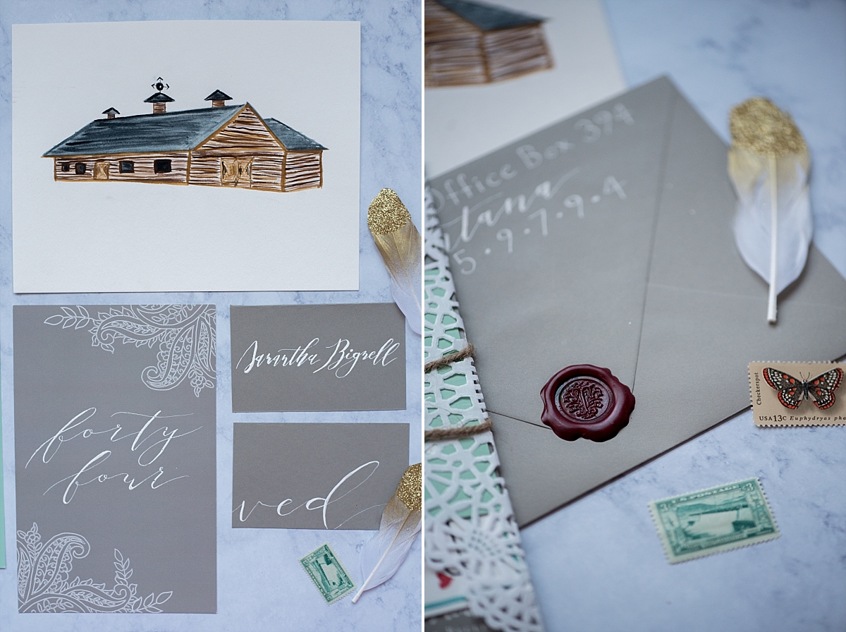 Tocci Calligraphy country chic invitations 