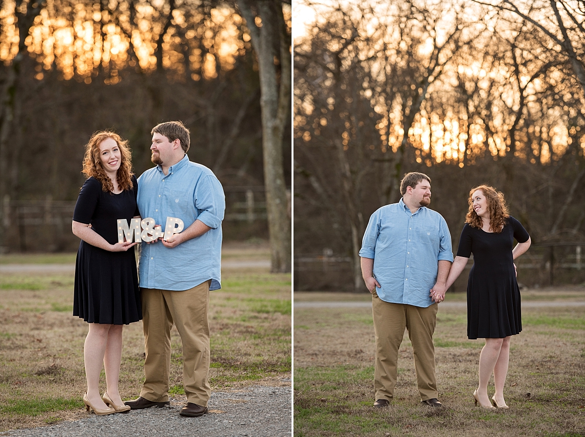 Cute sunset photos bride and groom holding letters