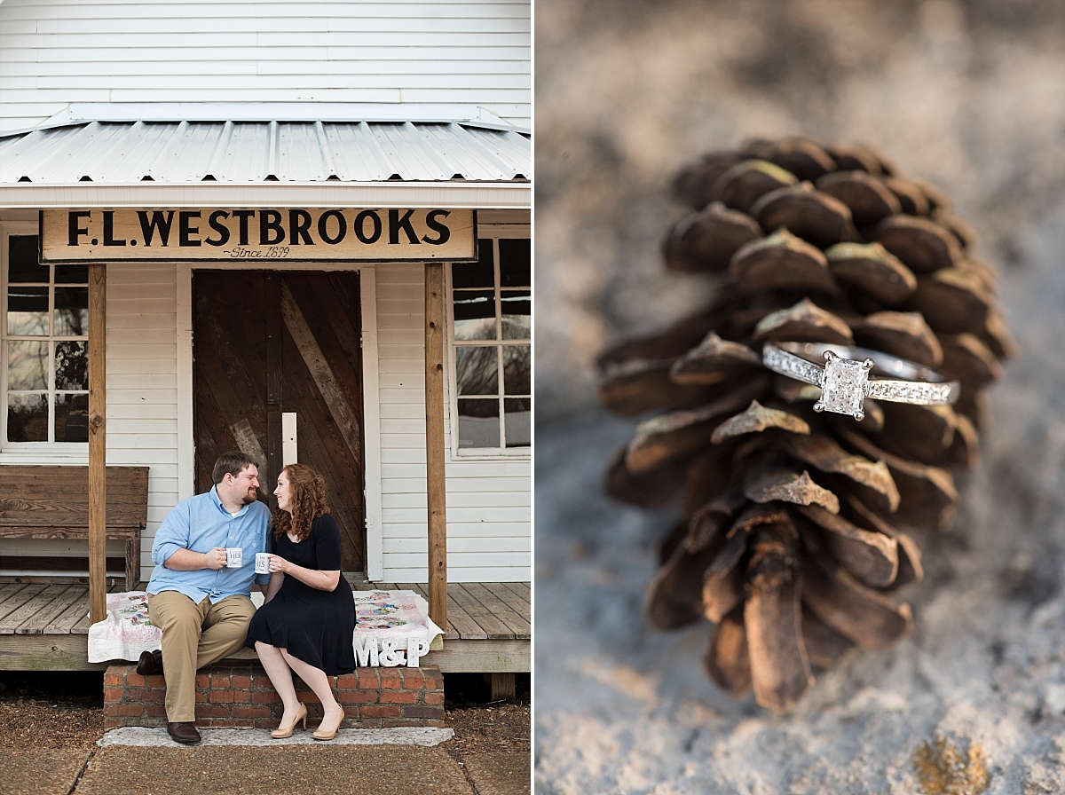 Engagement ring on a pinecone