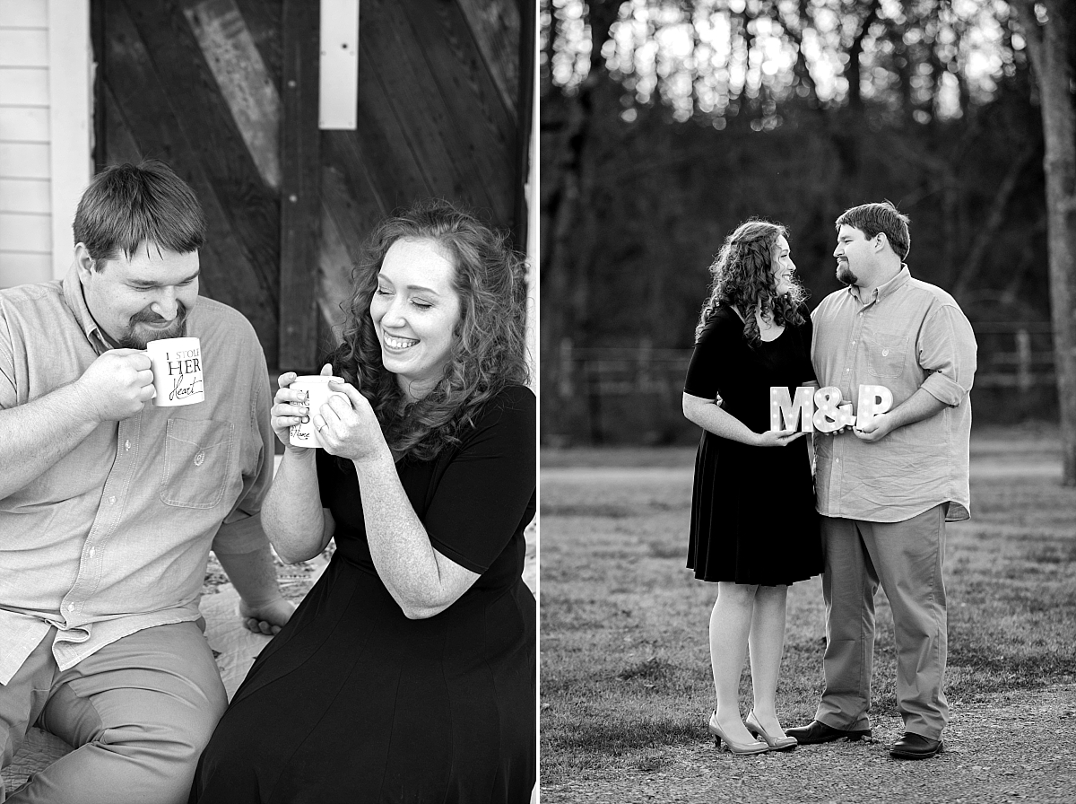 Black and white photos engagement at Cannonsburgh Village