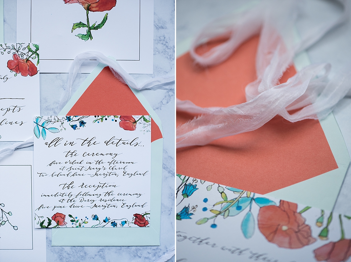 Poppy flower wedding invitations