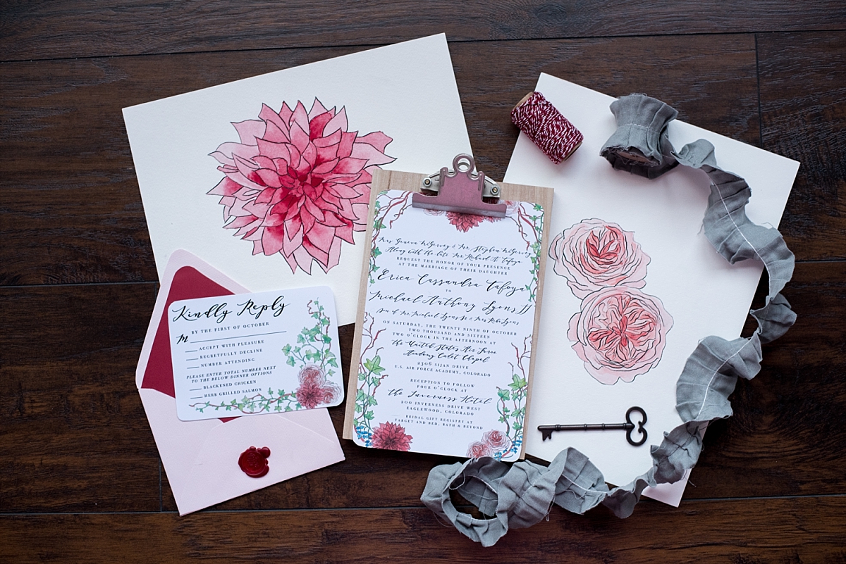 Red and Pink Garden flowers invitations