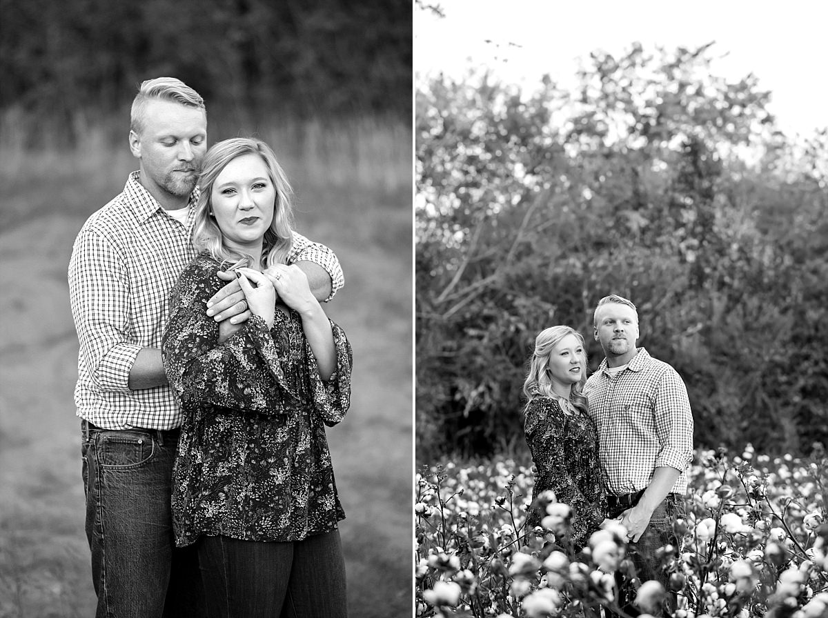 Black and white timeless photos in cotton field