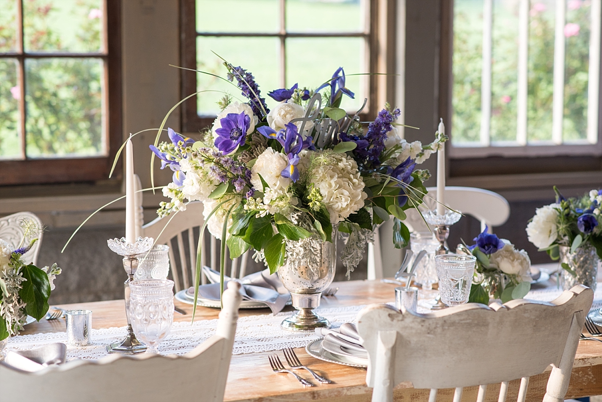 bright and airy purple and white table design