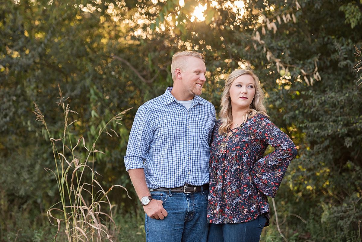 Golden hour portraits during fall of couples' anniversary