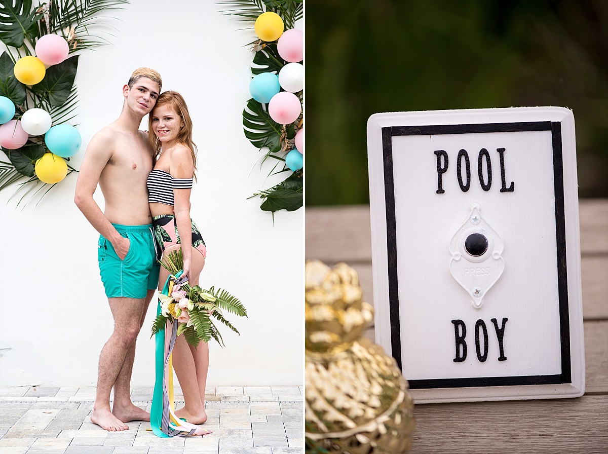 Pool engagement party fun styled florida theme