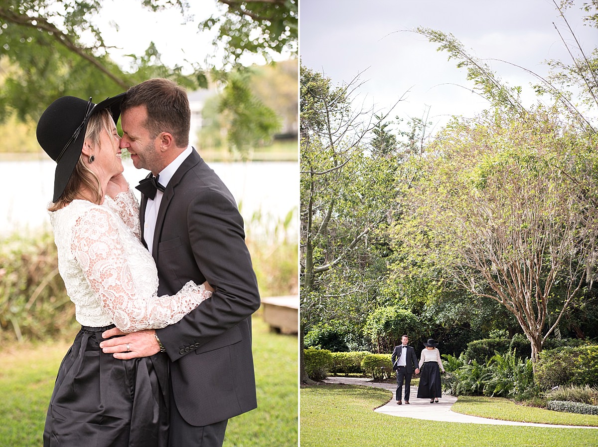 Elopement photos bride and groom walking through Capen House gardens