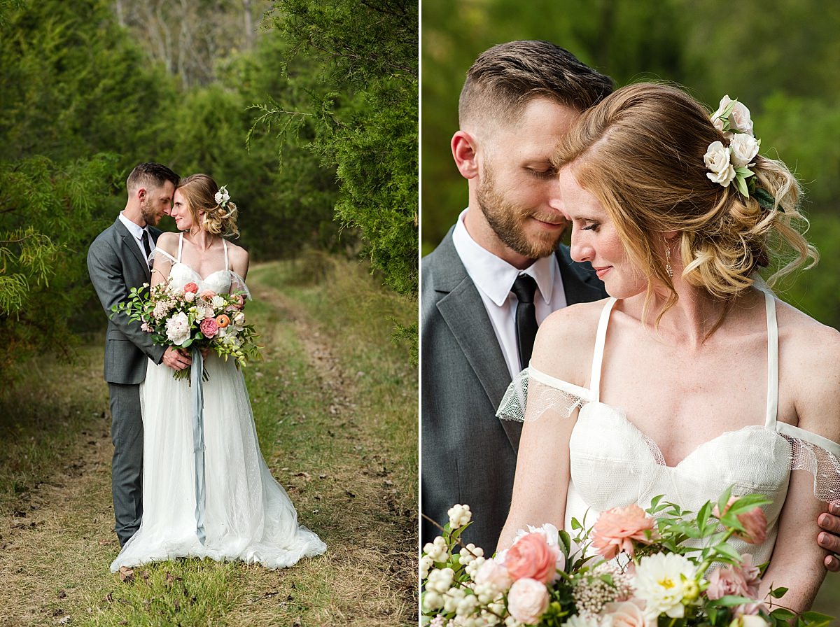 Country chic bride and groom photos