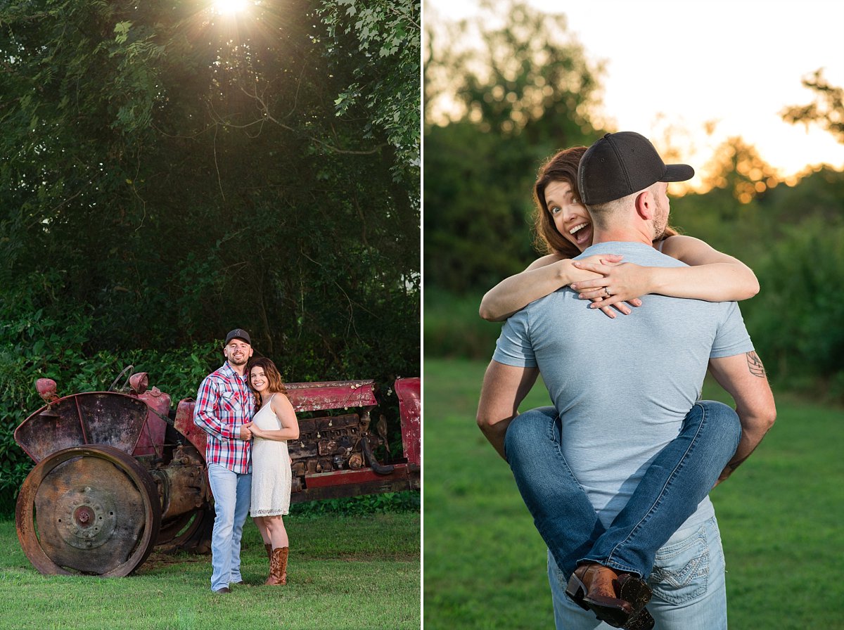 Sunflower and creek engagement session at Sinking Creek Farms
