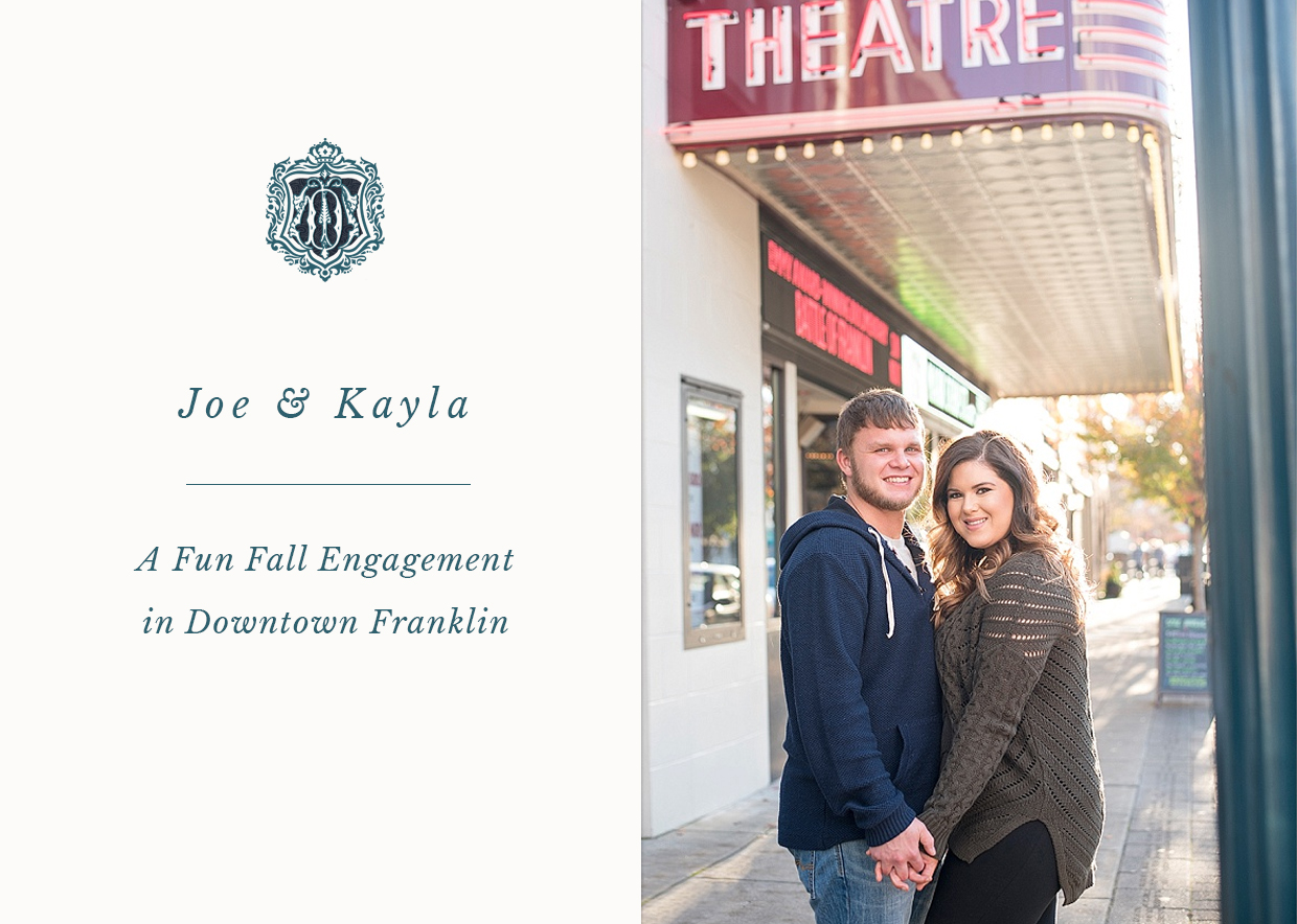 Blog featuring downtown Frankline engagement photoshoot
