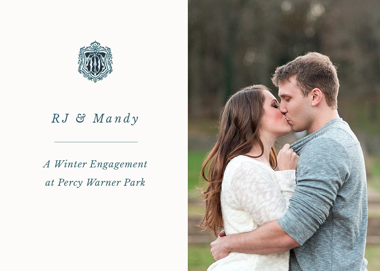 Blog featuring winter engagement photoshoot at Percy Warner Park