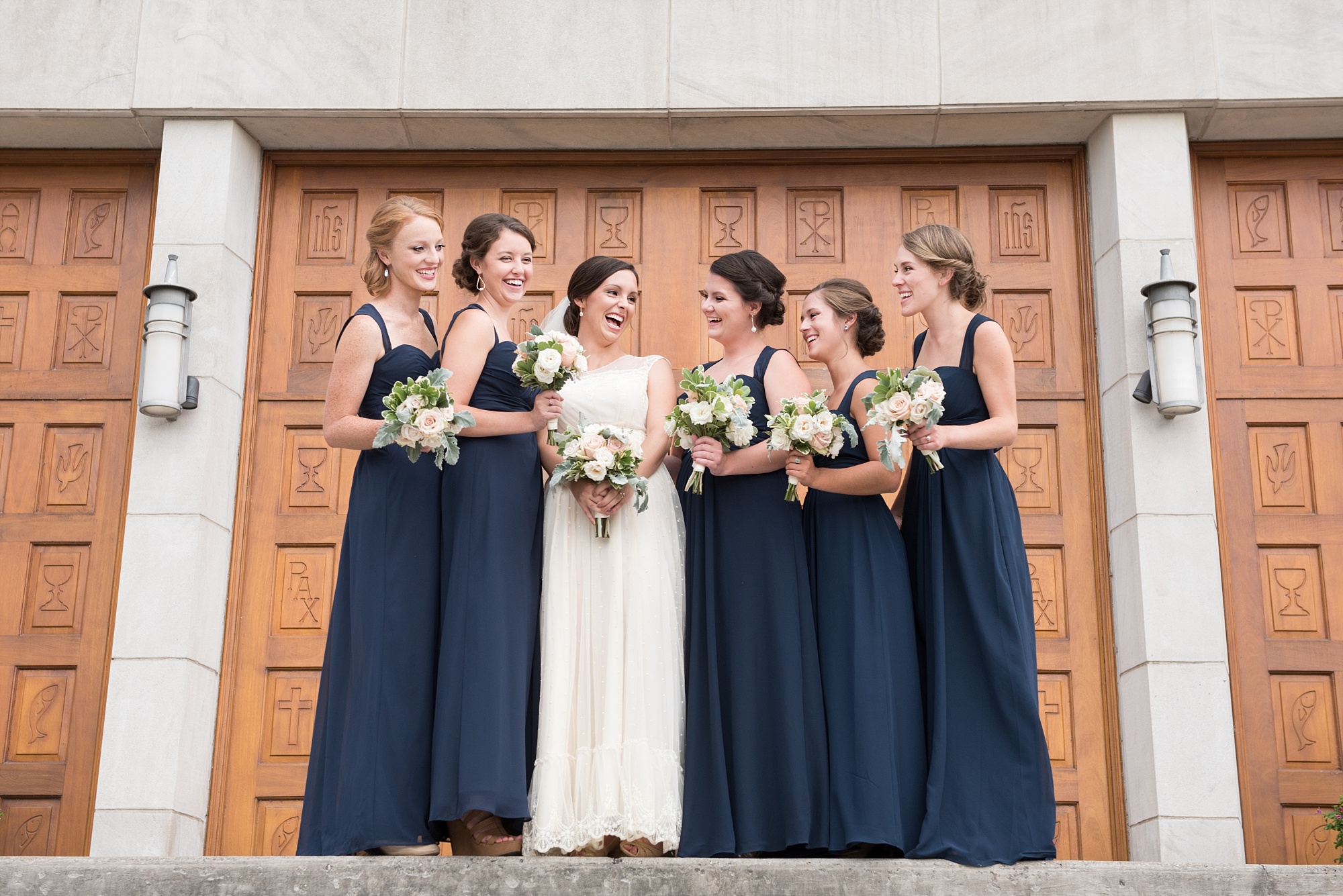 Navy & Gray Summer Wedding at St. Henry Catholic Church followed by reception at Hillwood Country Club outside of Nashville Tennessee featuring Centennial Park