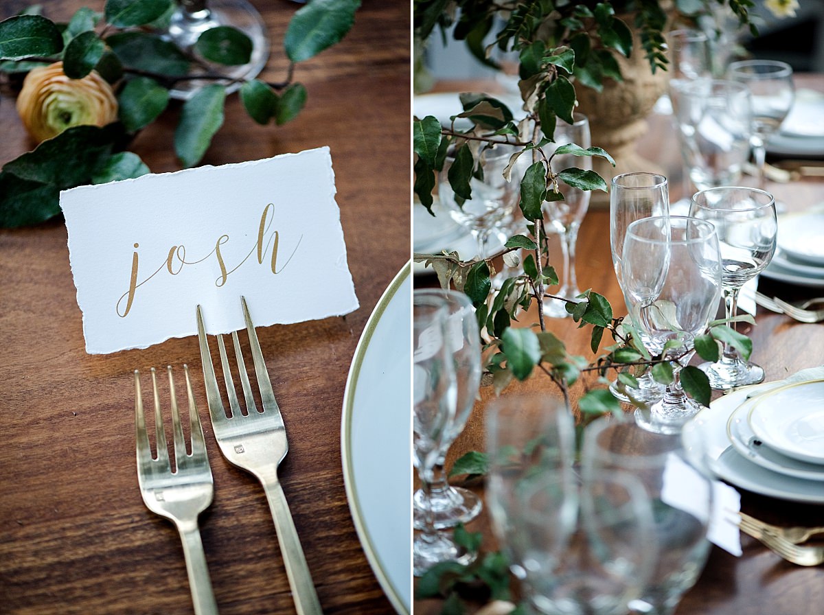 Gold calligraphy table name settings